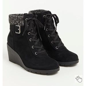 Torrid Faux Suede Wedge Booties